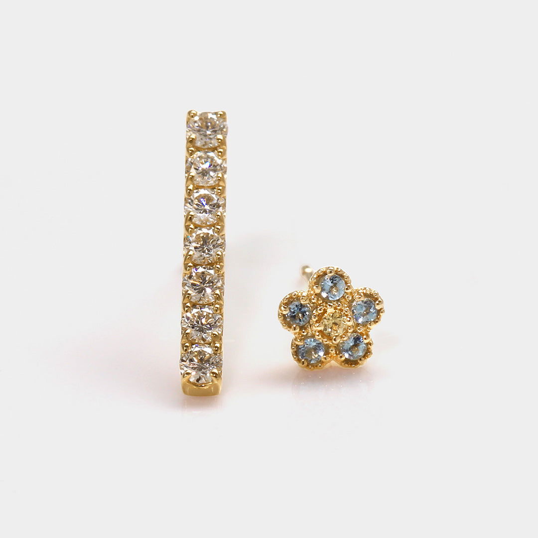 ビズー公式】アクアマリン イエローサファイア K10 K18 ピアス