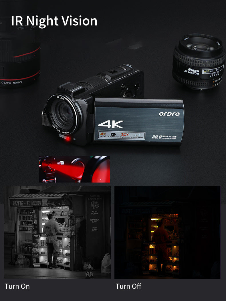 ビデオカメラ 4K ビデオカメラ 30X デジタルズームカメラ AX10 YouTube