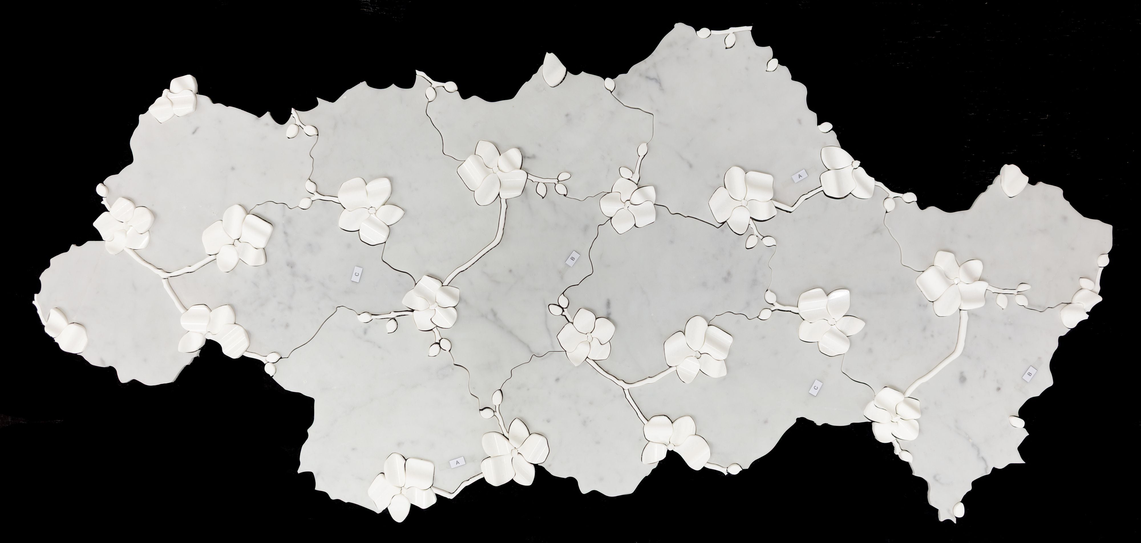 Orchid Dimensional Marble: Carved Floral, Award-Winning Tile
