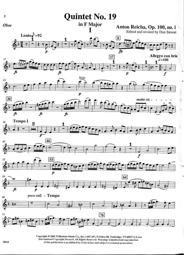 五重奏曲・No.19・ヘ長調（アントン・ライヒャ）（木管五重奏