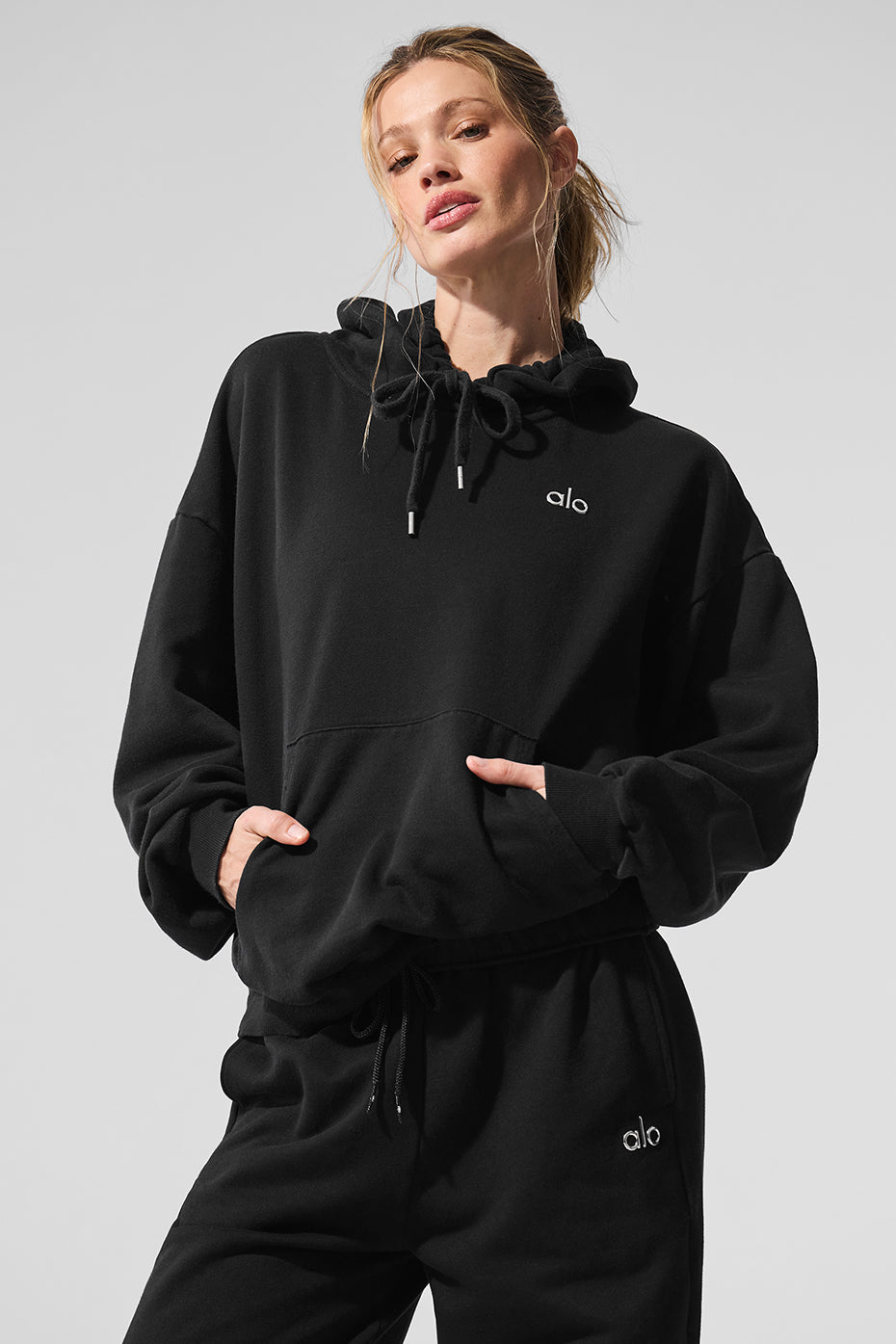 Sway Full Zip Hoodie - Black | ALO
