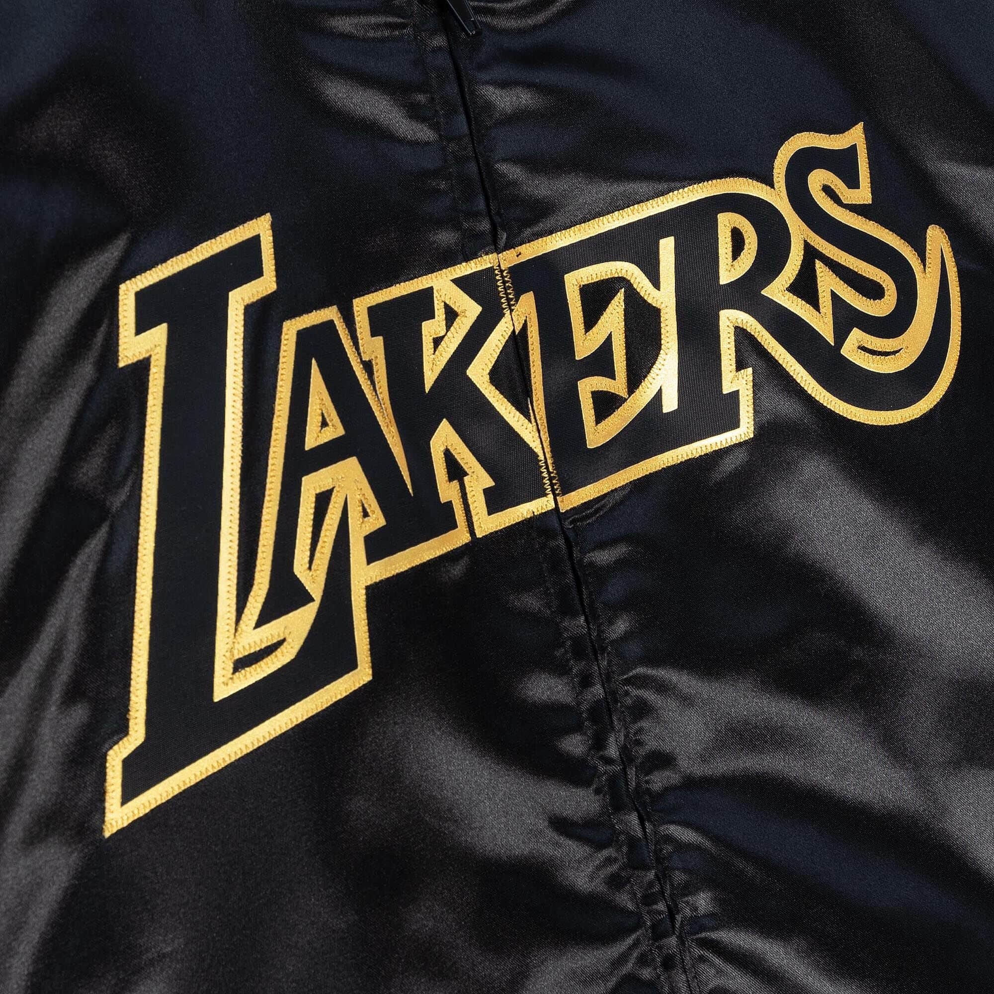 LA Lakers M&N Big Face 4.0 Satin Jacket Black - The Locker Room of