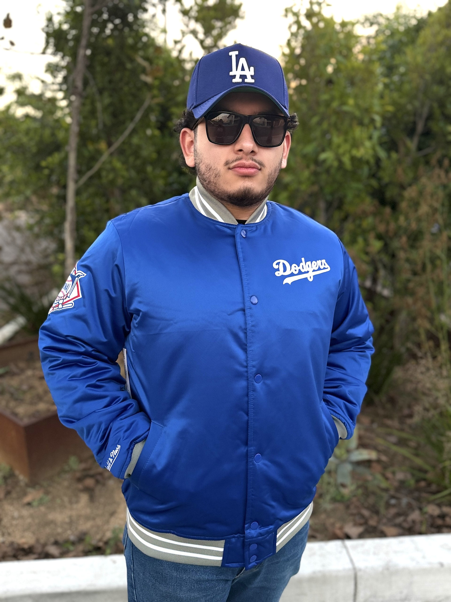 LA Dodgers M&N Heavyweight Satin Jacket Royal - The Locker Room of