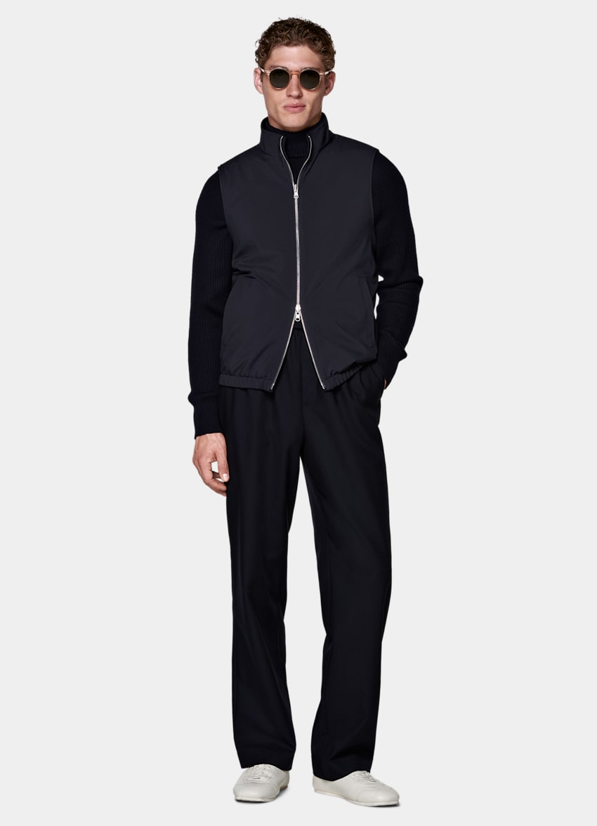 Navy Reversible Zip Vest in Pure Cashmere | SUITSUPPLY