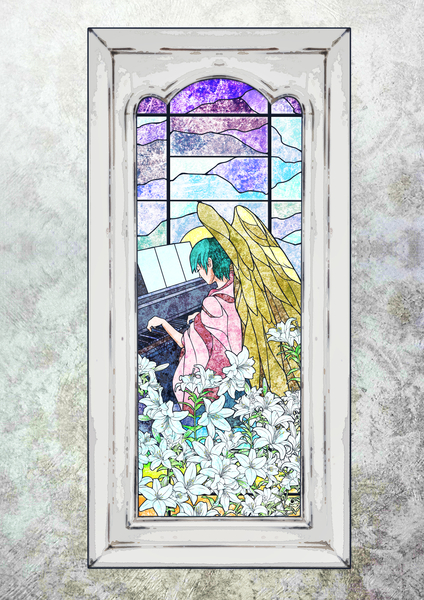 イラスト「天使のステンドグラス（ピアノ）」