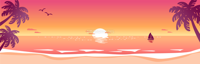 ヤシの木のある夕暮れのビーチのイラスト素材 [FYI07699904
