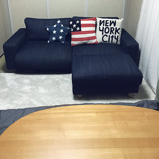 無印良品 綿デニムソファ本体オットマン大用カバー／ブルー ブルー