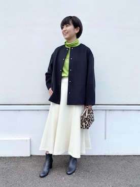 UNITED ARROWS＞W ノーカラー メタルボタン ショートコート †◇を使っ