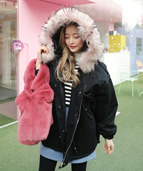 DHOLIC（ディーホリック）の「ラクーンファーモッズコート（モッズ