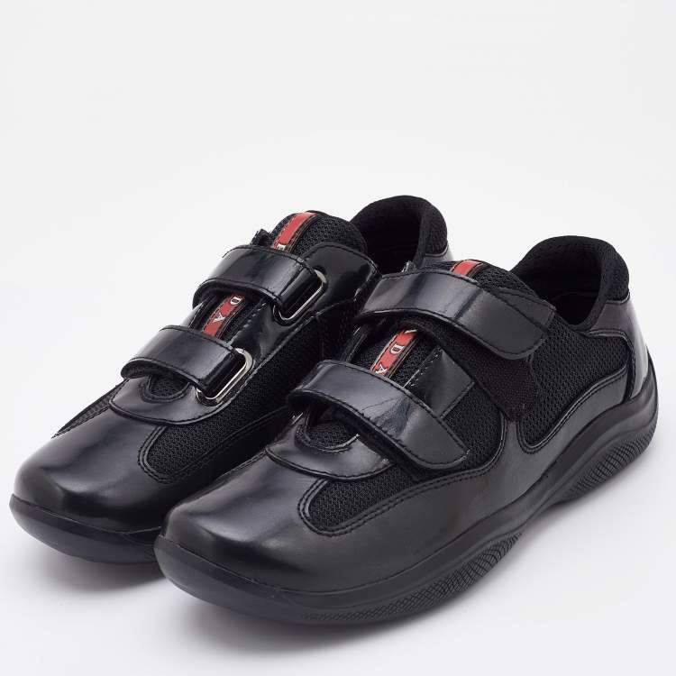 Prada Sport Patent Leather and Mesh Velcro Low Top Sneakers Size