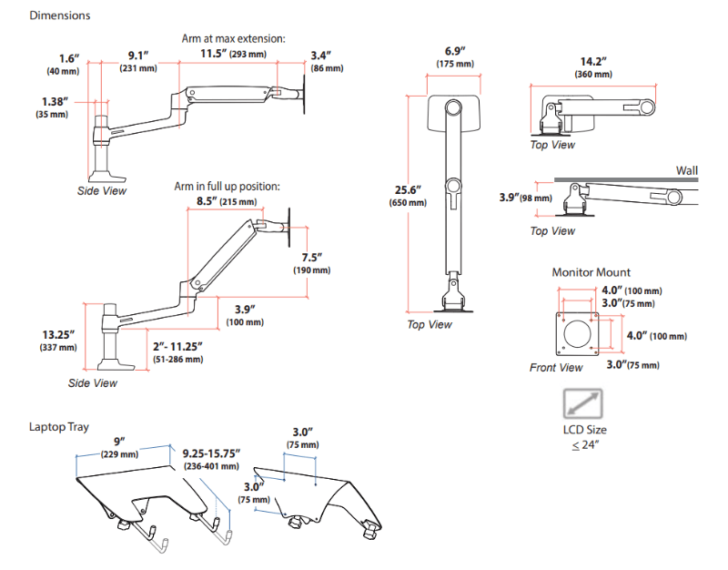 ERGOTRON エルゴトロン 45-248-026 LXデュアル デスク マウント アーム