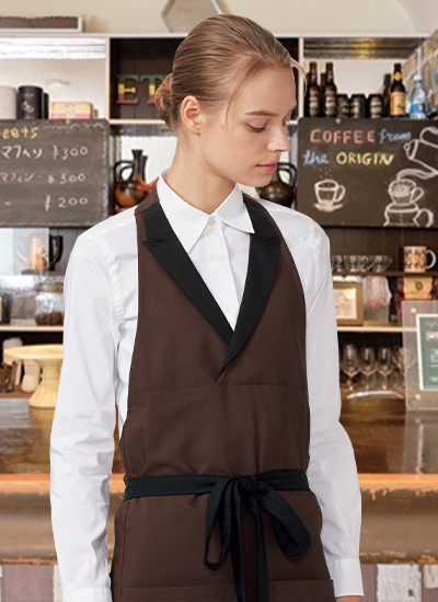 襟付き胸当てエプロン[男女兼用](34-FK7180) | 株式会社ボンマックス