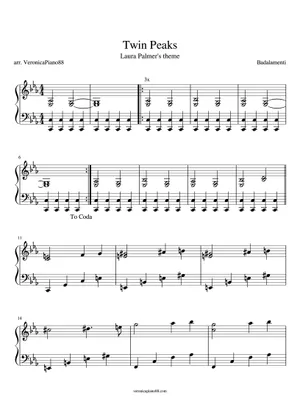 Twin Peaks Theme Sheet Music for Piano (Solo) easy | MuseScore.com