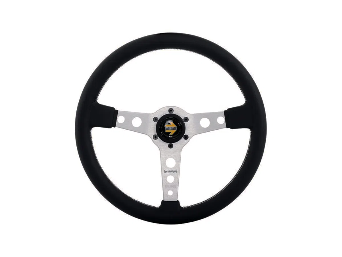 Momo Prototipo Steering Wheel 350mm - Black Leather/White Stitch