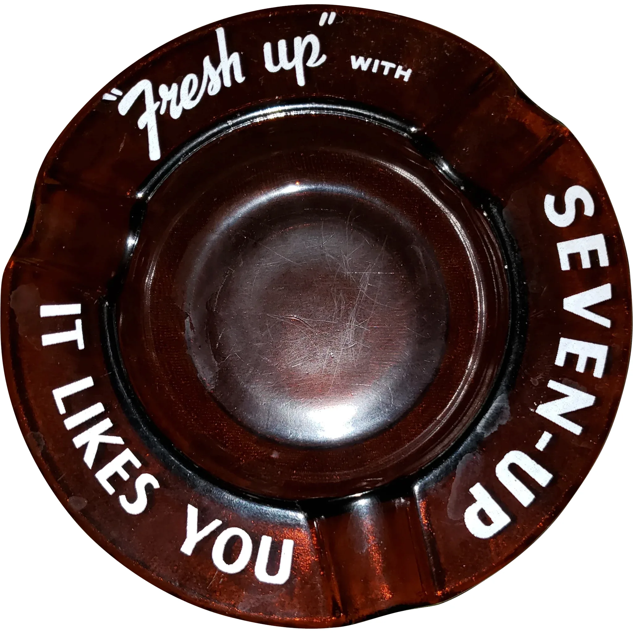 Vintage Motto Ware Glass Advertising Ashtray 