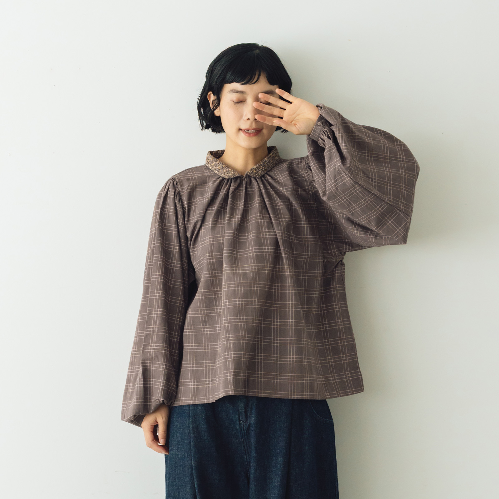 BUNON エンブロイダリー カラーブラウス（チェック） ｜くらすこと公式