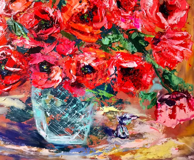 油絵 すみちゃん 花瓶のお花 抽象画 油絵 すみちゃん様専用 花瓶のお花