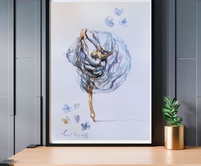 スロベニア 蝶とバレリーナ オリジナル水彩画 Annet Loginova - Pinkoi