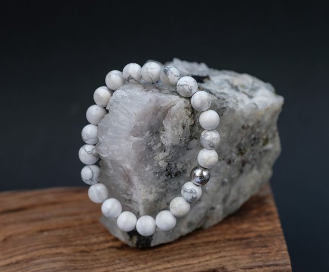 送料無料】ロシア 白い大理石の隕石ブレスレット、ムオニオナルスタ