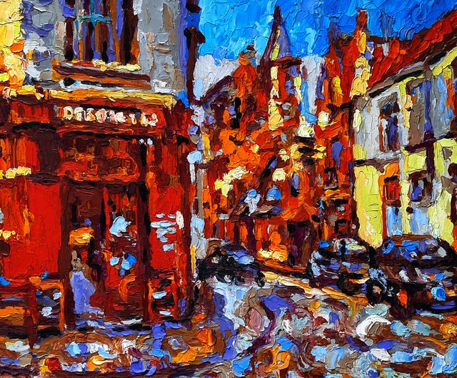 ロシア 街並み絵画オリジナルアートヨーロッパの街並み油絵