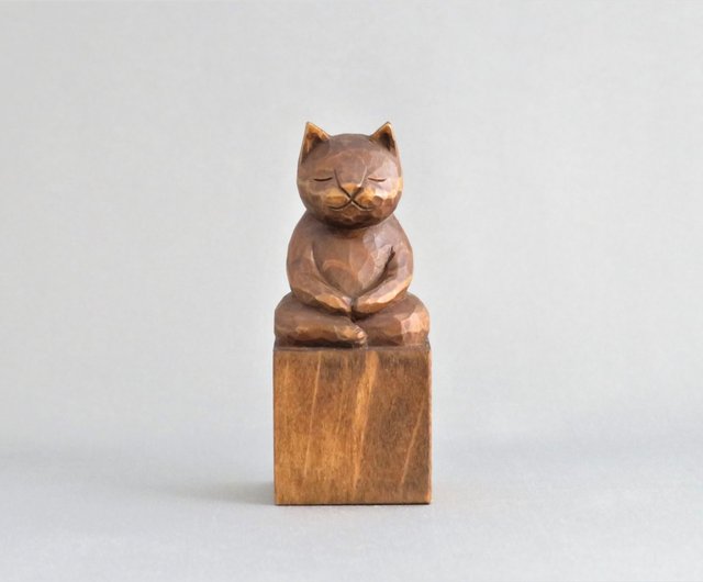 座禅猫 木彫り 猫仏さまA1120 仏屋さかい stha Hotokeya Sakai | 置物