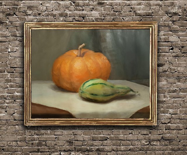 油絵 菅家令子 絵 絵画 インテリア uF6-030114 静物 かぼちゃ｜絵画 絵