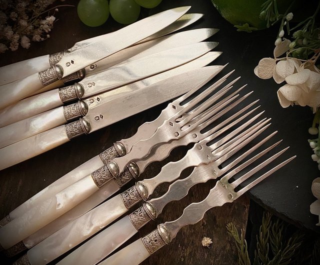 フランス ルイ16世様式 マザーオブパールハンドル 純銀製フルーツ