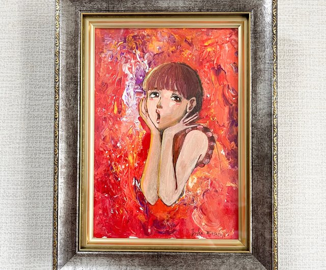 おしゃれなアクリル画 美しい女性オリジナルイラスト SMサイズ アート