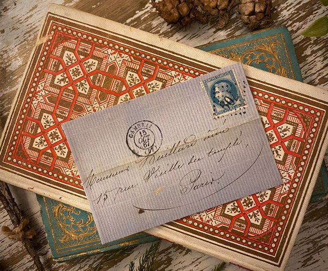 台湾 19 世紀のフランスの手書きのアンティーク手紙（郵便料金付き