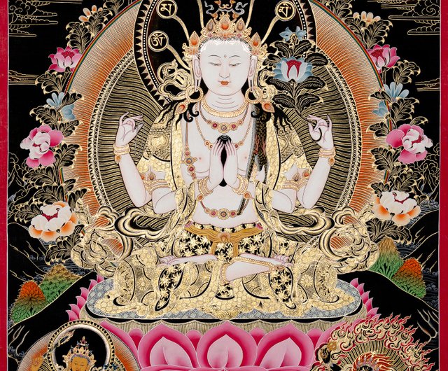 送料無料 50%OFF】ネパール チベット仏教の観音菩薩タンカ絵画 Boudha