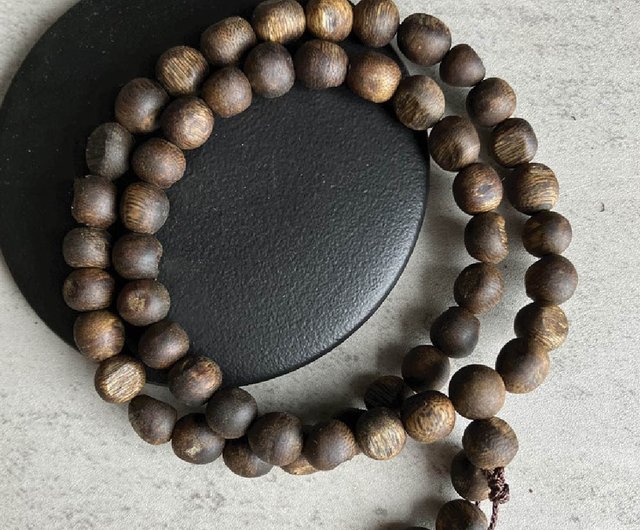 送料無料】台湾 【随形虫漏款】天然大王奇楠沈香二連ブレスレット