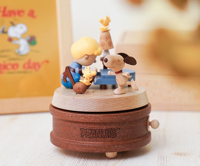 台湾 【スヌーピーとシェラード】PEANUTS マルチ回転オルゴール ウッ