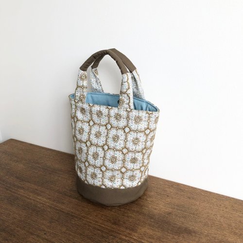 受注製作 Dカン付きバケツ型トートバッグ ミナペルホネン アネモネ