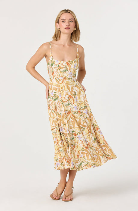 Jaleyah Paneled Flare Floral Midi Dress - ASTR the Label