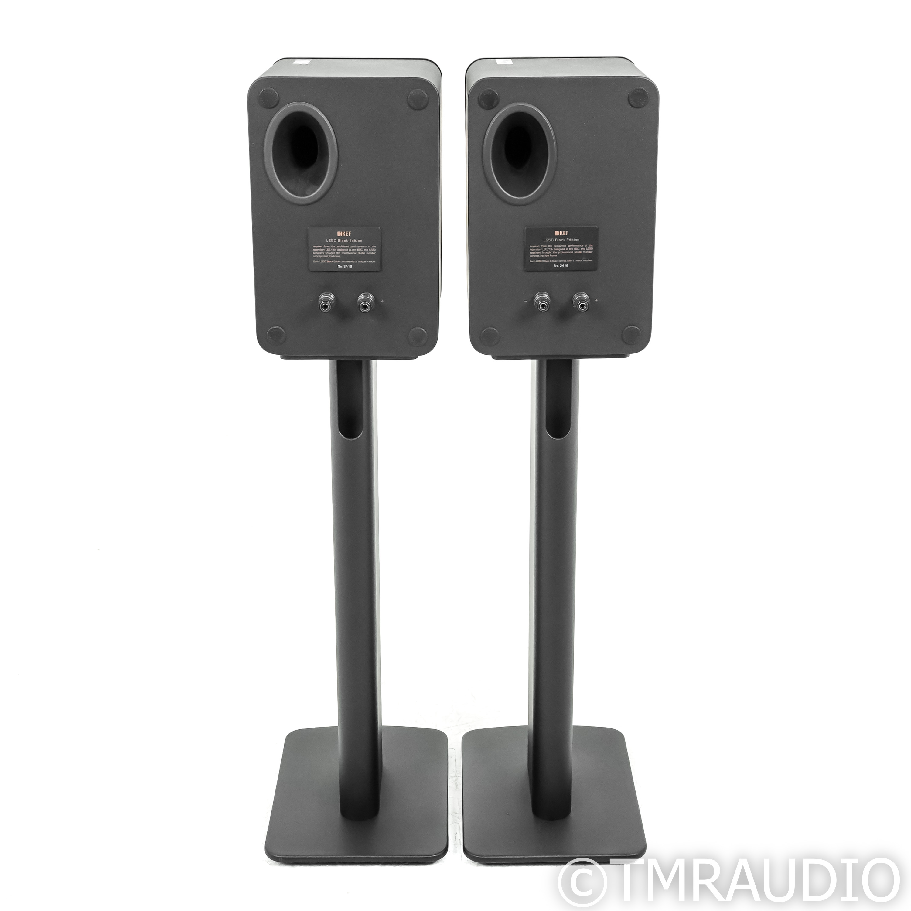 KEF LS50 Black Edition Bookshelf Speakers with Stands