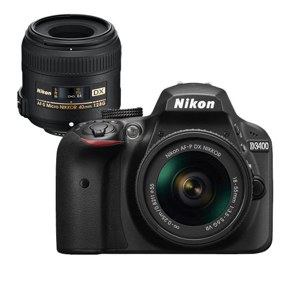 Nikon D3400 AF-P 18-55mm and AF-S 40mm F2.8G DX Micro Lens Kit