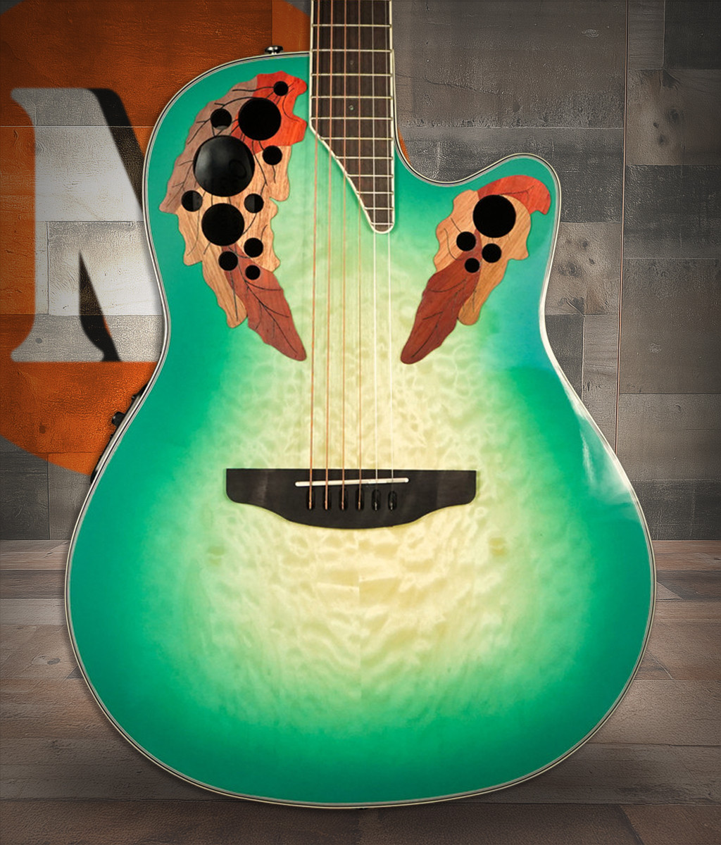 Ovation Celebrity Elite Exotic Quilt Maple, Mint Burst/Natural