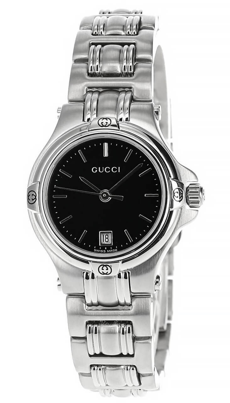 GUCCI G-Logo Quartz Stainless Steel BLK Dial Women's Watch 9040L
