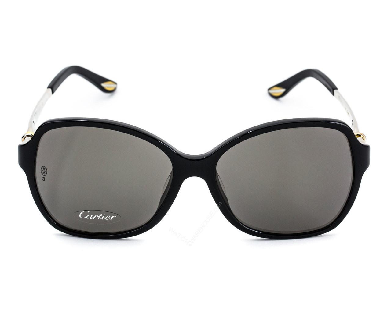 CARTIER Trinity Black Composite Gray Lens Women's Sunglasses