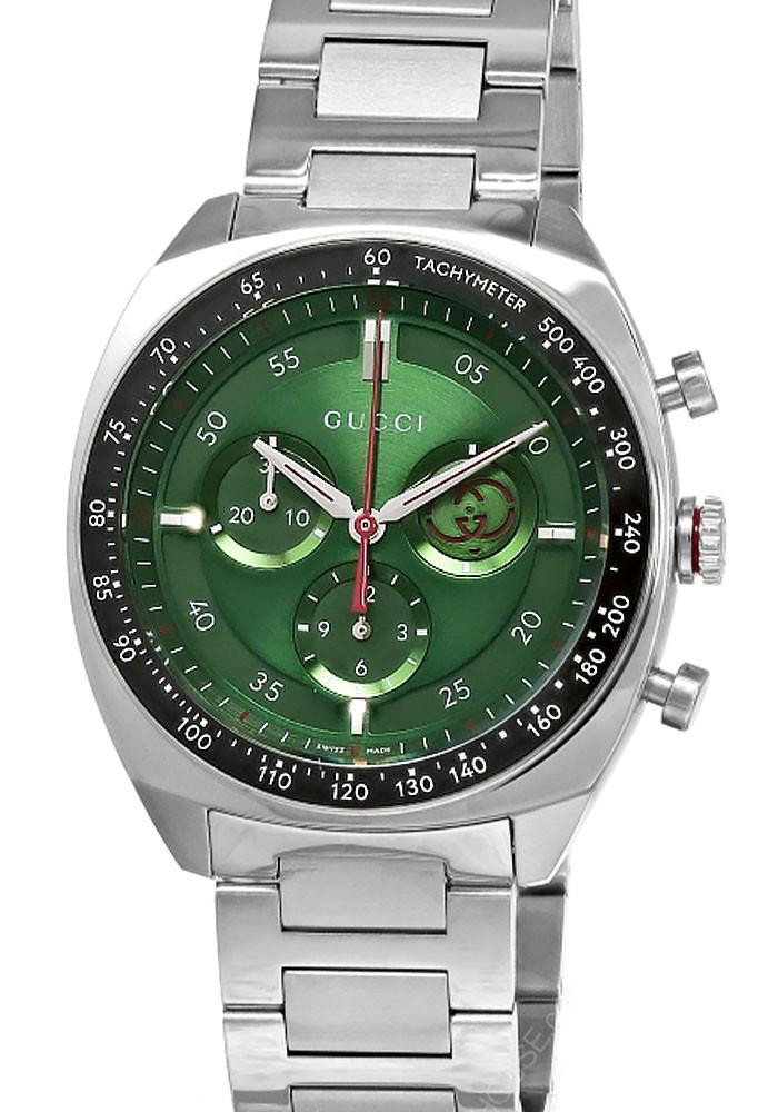 GUCCI Interlocking G Quartz Stainless Steel 41MM Green Dial Men's