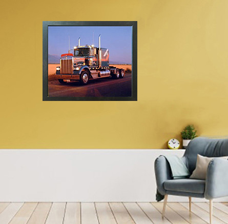 Kenworth At Dusk Diesel Big Rig Truck Espresso Framed Picture Wall