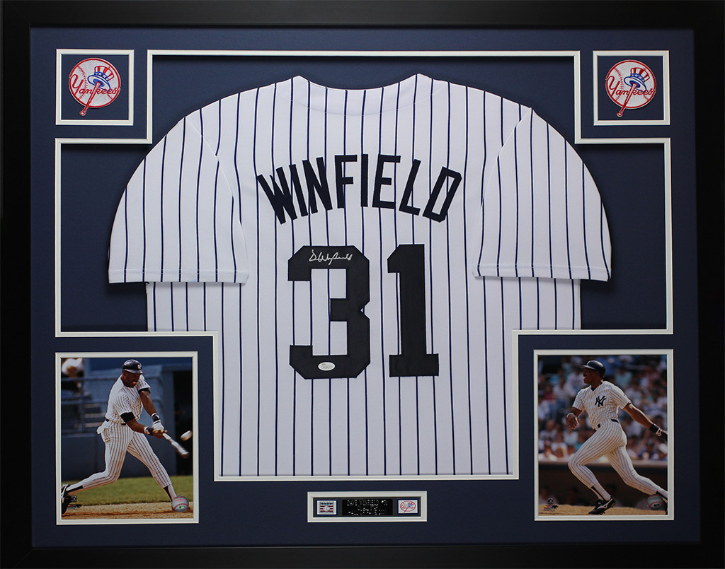 Dave Winfield Autographed and Framed White Pinstriped Yankees Jersey