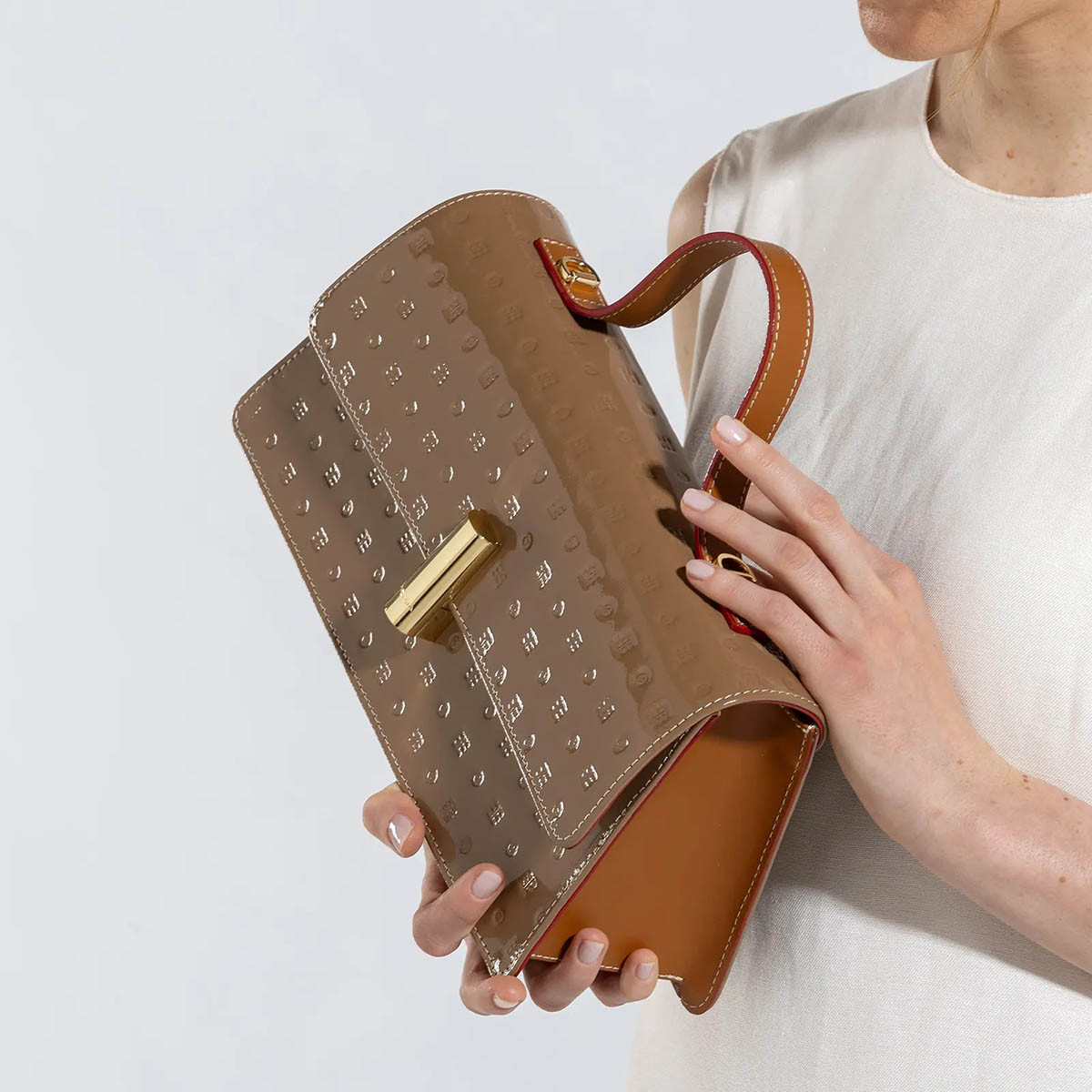 Arcadia Tania East West Patent Leather Grab Bag