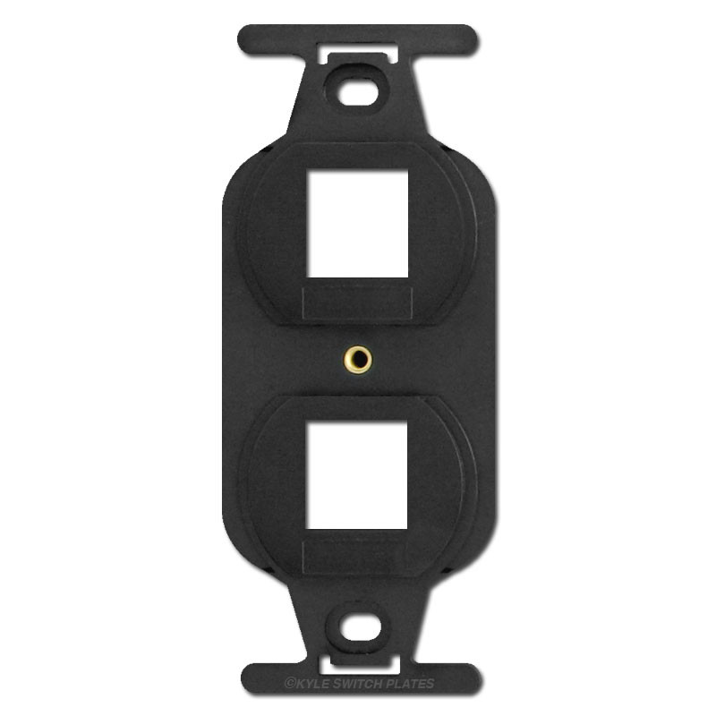 Black Duplex Outlet Insert with 2 QuickPort Jack Openings
