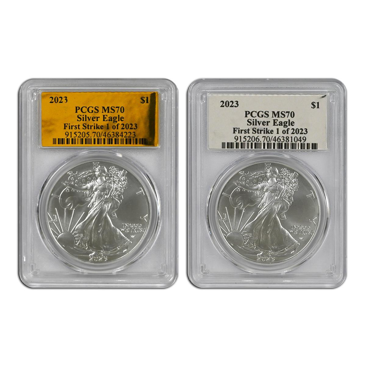 2023 Silver Eagle PCGS MS70 First Strike 1 of 2023 (Gold and