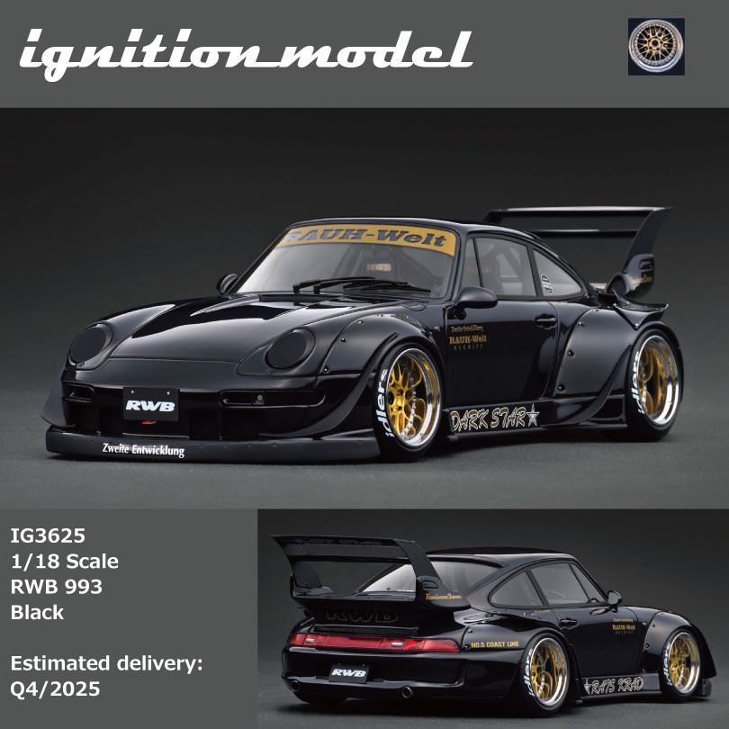 1/18 IG Ignition Model Porsche 911 RWB 993 (Black) Car Model