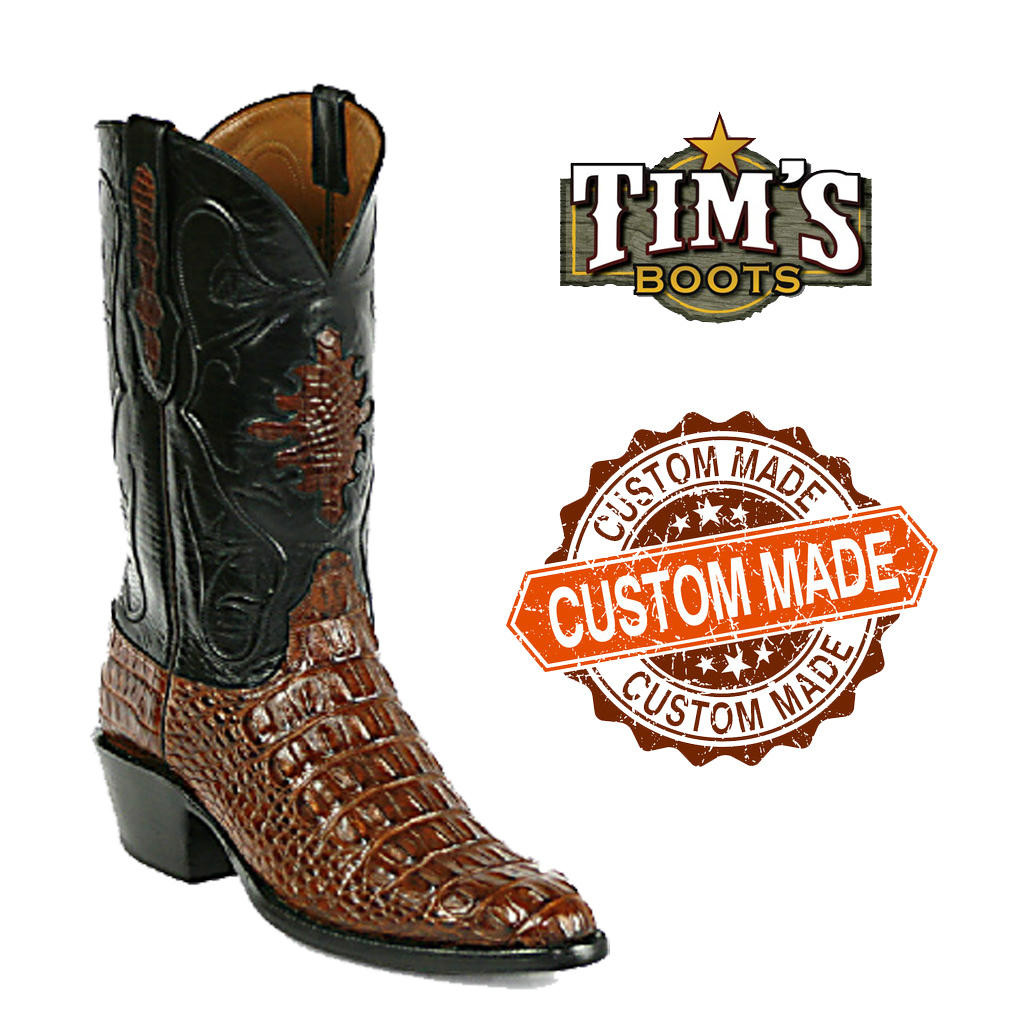 Custom Alligator Head Cut Cowboy Boots - Black Jack
