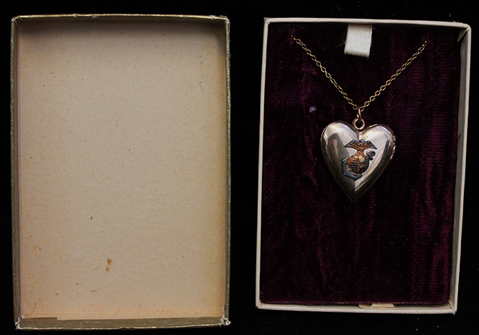 Early WWII USMC Sweetheart Heart-Shaped Locket Necklace (Right