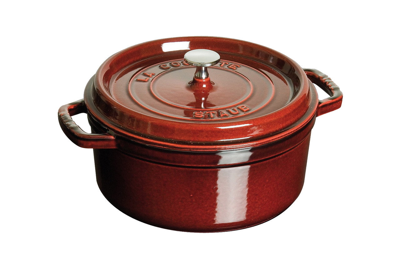 Staub 4qt Round Cocotte Grenadine & SS Knob 11024-87 | MetroKitchen