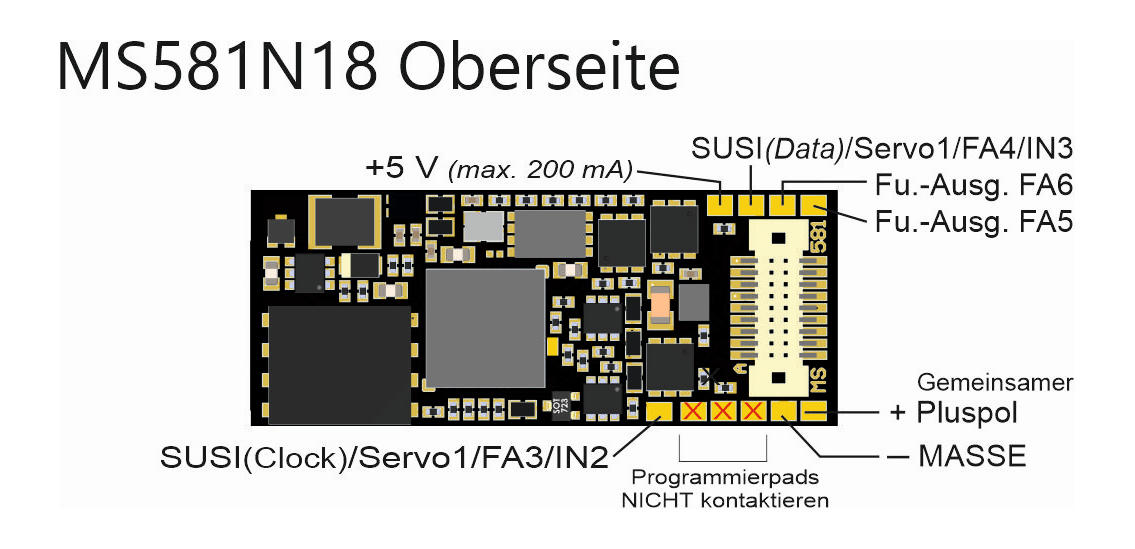 ZIMO MS581N18 Micro DCC Sound Decoder - NEM662 Next18 Integral